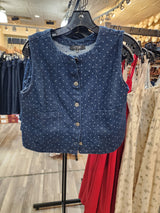 Aria Polka Dot Denim Top