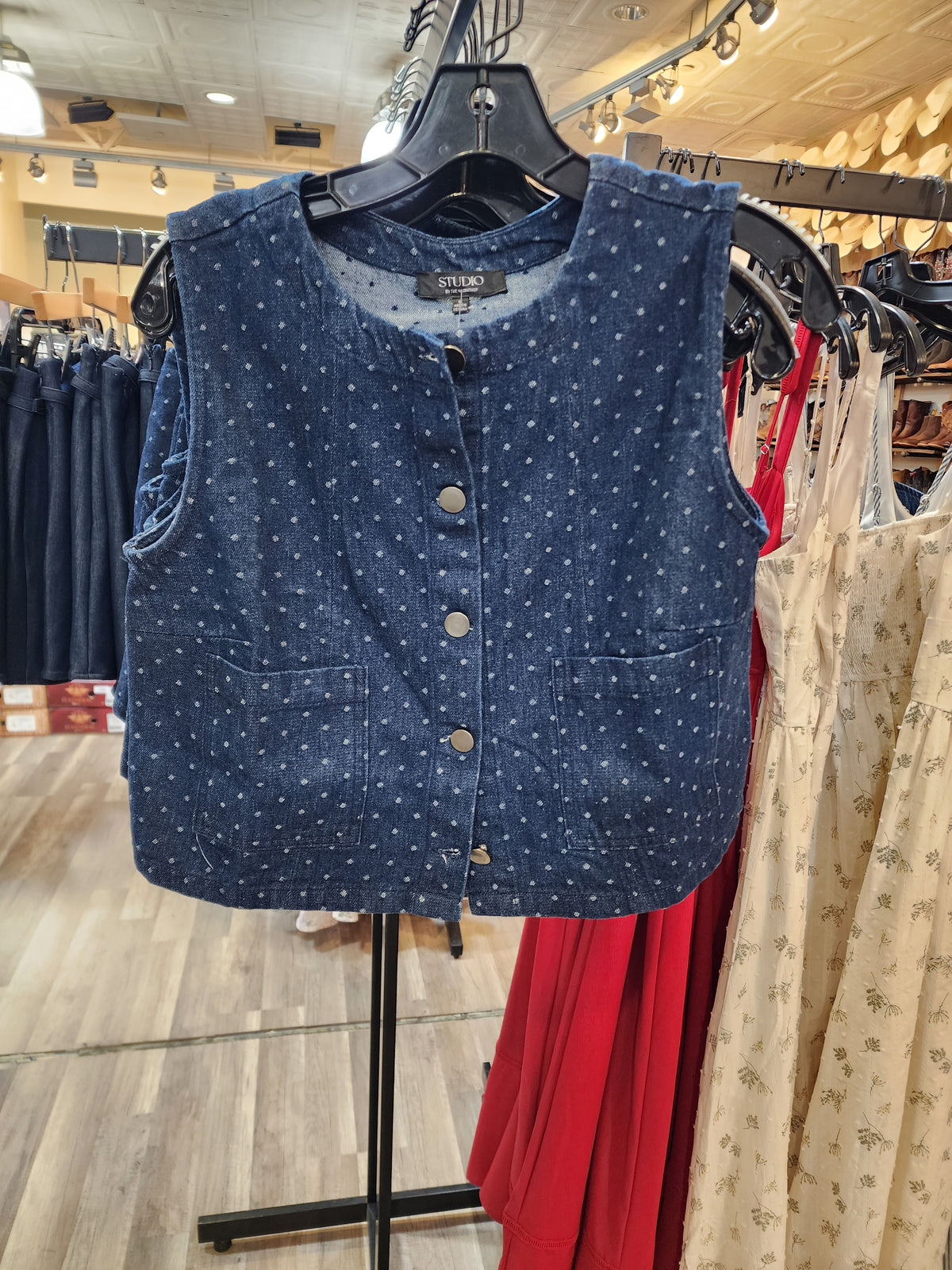 Aria Polka Dot Denim Top
