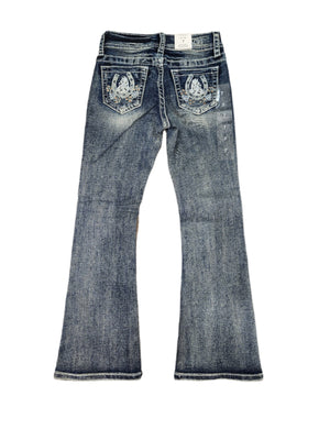 Zoey Horseshoe Flowers Girls Jeans