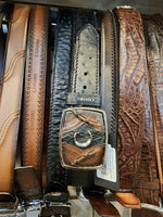 Carl Ostrich Black Leather Belt