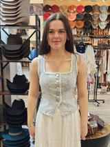 Nova Jacquard Denim Lace Vest